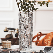 简约极冻冰川玻璃花瓶透明ins风插花瓶鲜花水培客厅餐桌装 饰摆件