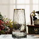 仨小匠新锤纹日系描金玻璃花瓶简约创意水养插花花器清新瓶摆件