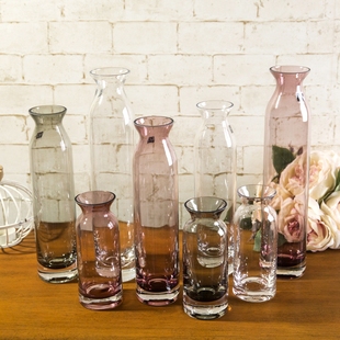 家居装 饰插花花瓶 玻璃花瓶 包邮 漏斗瓶口直筒花瓶花器 创意欧式