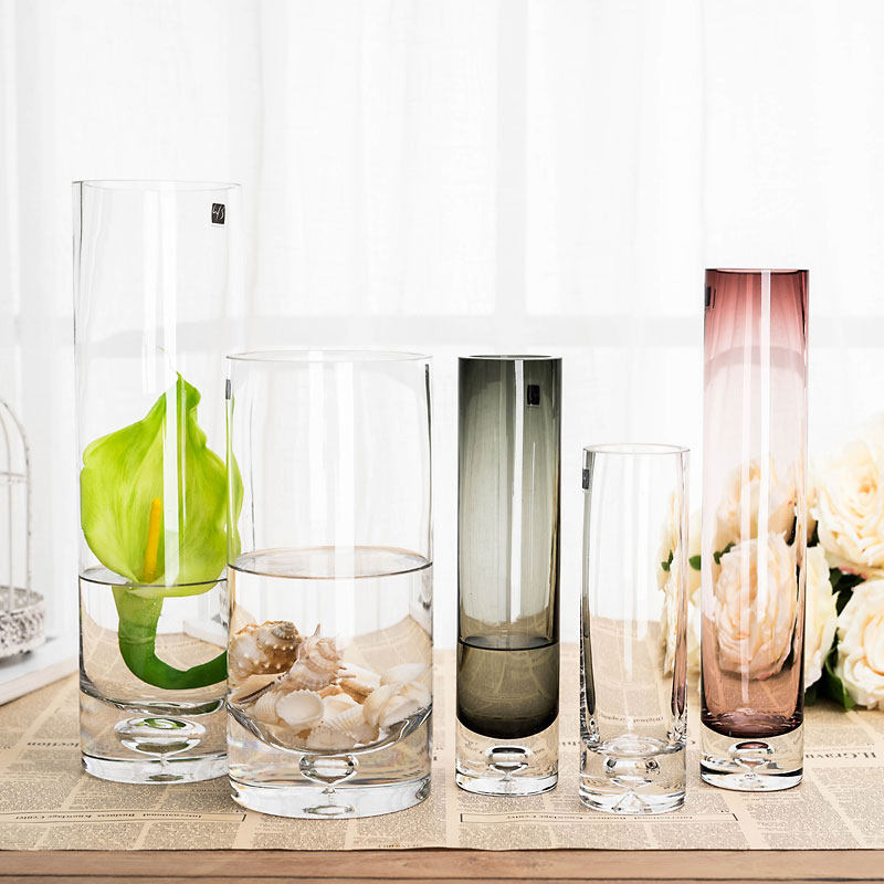 唯美 灵动气泡玻璃花瓶 透明水培插花花瓶直筒花器 客厅创意摆设,家居饰品,花瓶,淘宝优惠券,粉丝福利购,淘宝优惠卷