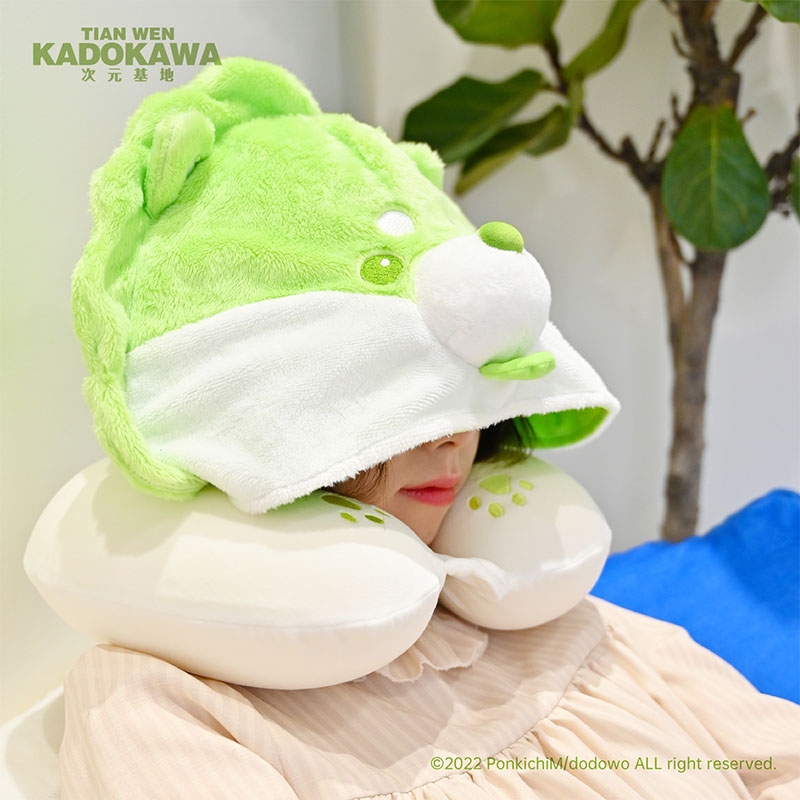蔬菜精灵 连帽U型枕颈枕 毛绒白菜狗香菇鼬实用