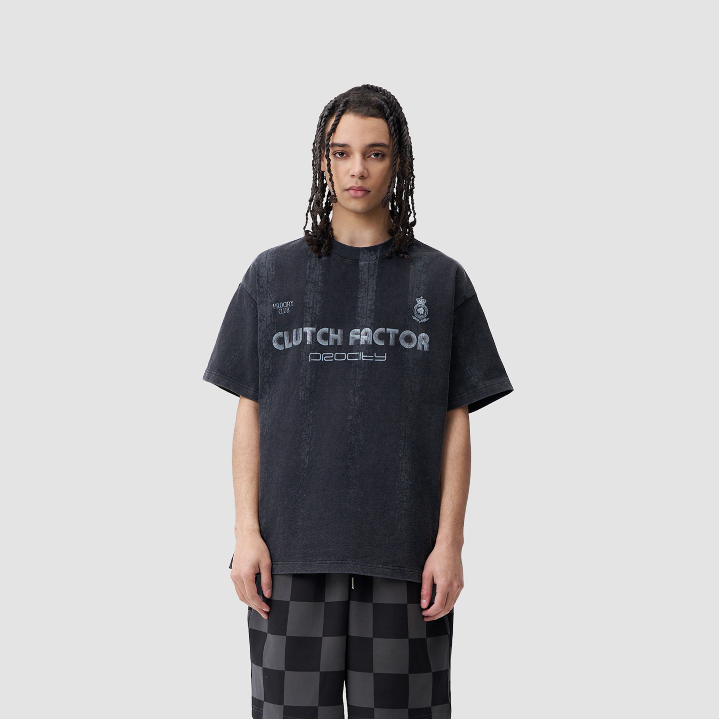 PROCITY水洗做旧足球T恤衫男女同款曹芳运动休闲短袖圆领宽松上衣