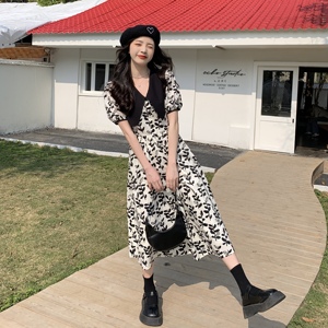 RM10081#大码女装法式碎花胖MM显瘦气质连衣裙