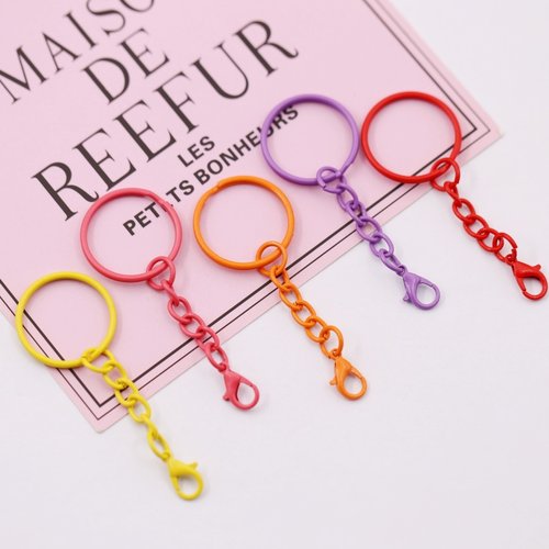 彩色烤漆钥匙圈带链+14龙虾扣