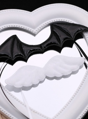 高颜值天使恶魔翅膀娃衣装饰10cm棉花娃娃公仔配件娃用小物黑色