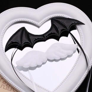 高颜值天使恶魔翅膀娃衣装饰10cm棉花娃娃公仔配件娃用小物黑色