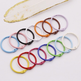 30mm彩色钥匙扣圈环diy金属烤漆开口圈书环活页卡圈卡片装 订扣