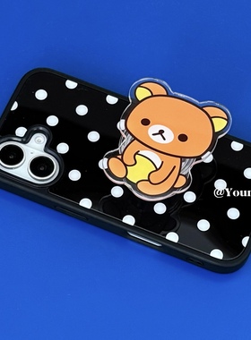 韩系古早波点博主style小熊支架适用iphone17air/17promax保护壳苹果16手机壳16promax保护套15防摔13/14外壳