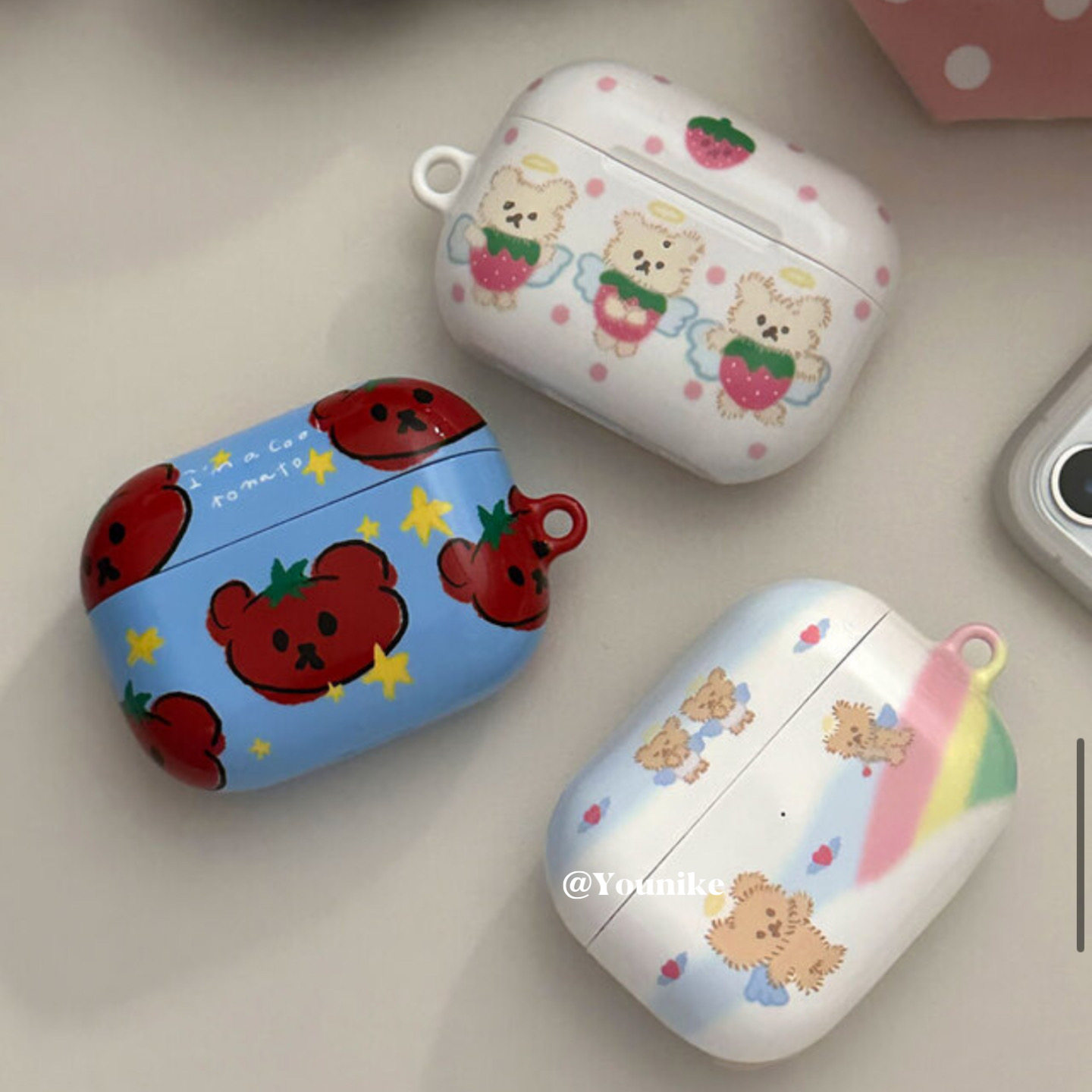 韩国进口油画小熊好心情彩虹甜美治愈可爱萌物ins风适用airpods4保护套airpodspro2苹果耳机套airpods3/2防摔