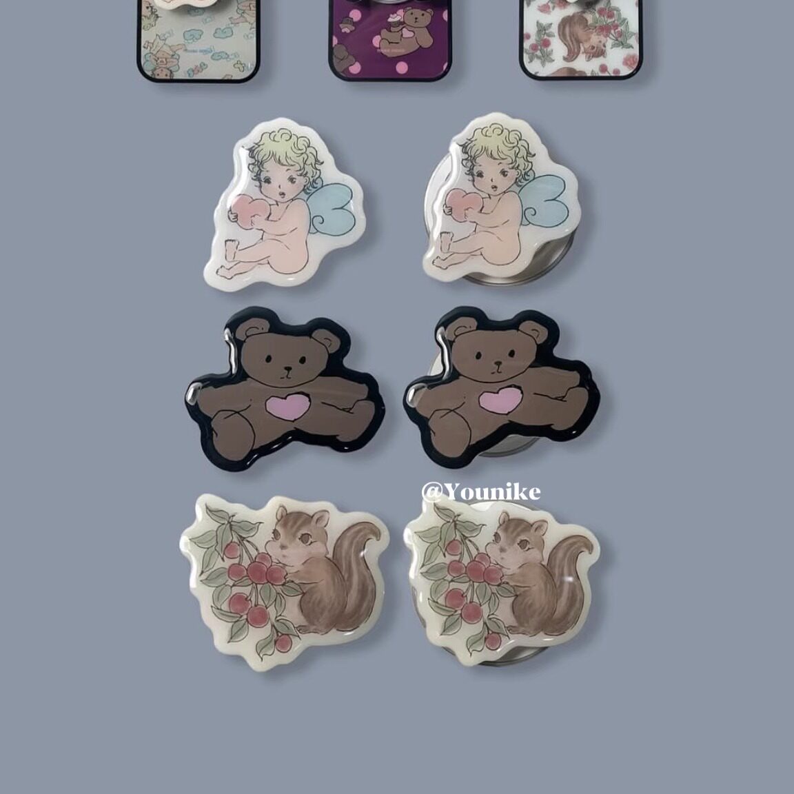 韩系ins油画小熊松鼠手机支架可爱天使造型磁吸支架适用17pro/16