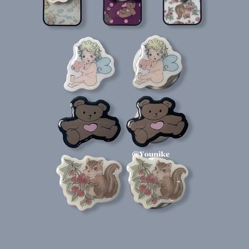 韩系油画小熊天使手机支架磁吸