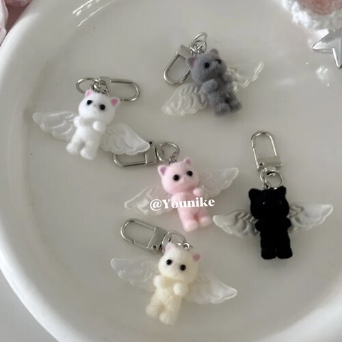 古早天使元素可爱猫咪钥匙扣挂件