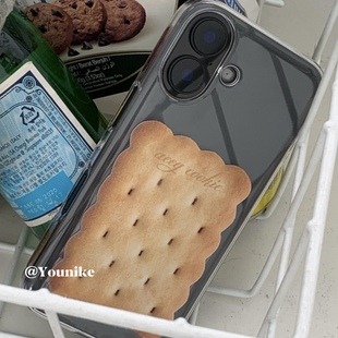 ins周末休闲饼干趣味欧尼同款适用iphone17pro/17promax保护壳苹果16手机壳16promax保护套15防摔13/14壳air