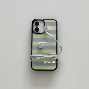 15promax保护壳苹果13 模范生博主style黑边适用iphone16pro 14手机壳17保护套 随性简约条纹时尚 ins欧尼同款