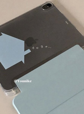 韩系ins夏日海盐蓝色调小房子插画适用ipad10代10.9寸/11寸air4/5/6/7平板保护套10.2寸带笔槽支架防摔壳套