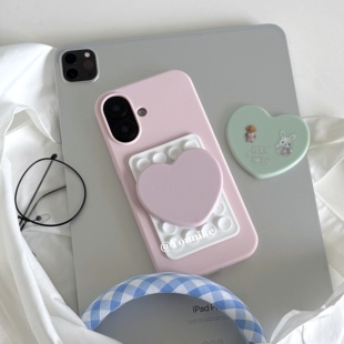 韩系ins奶油粉色液态吸盘李荣书同款适用iphone16pro/15promax保护壳苹果17air手机壳17promax保护套13/14壳