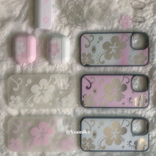 韩系ins风春夏欧尼同款日光梦幻浪漫粉色樱花镜面适用iphone16pro/15promax苹果13/14/12手机壳保护套防摔