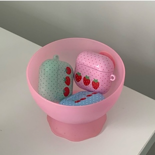 韩系ins夏日甜美草莓水果印花清新可爱适用airpods4保护套airpodspro2苹果耳机套airpods3 韩国进口 2防摔