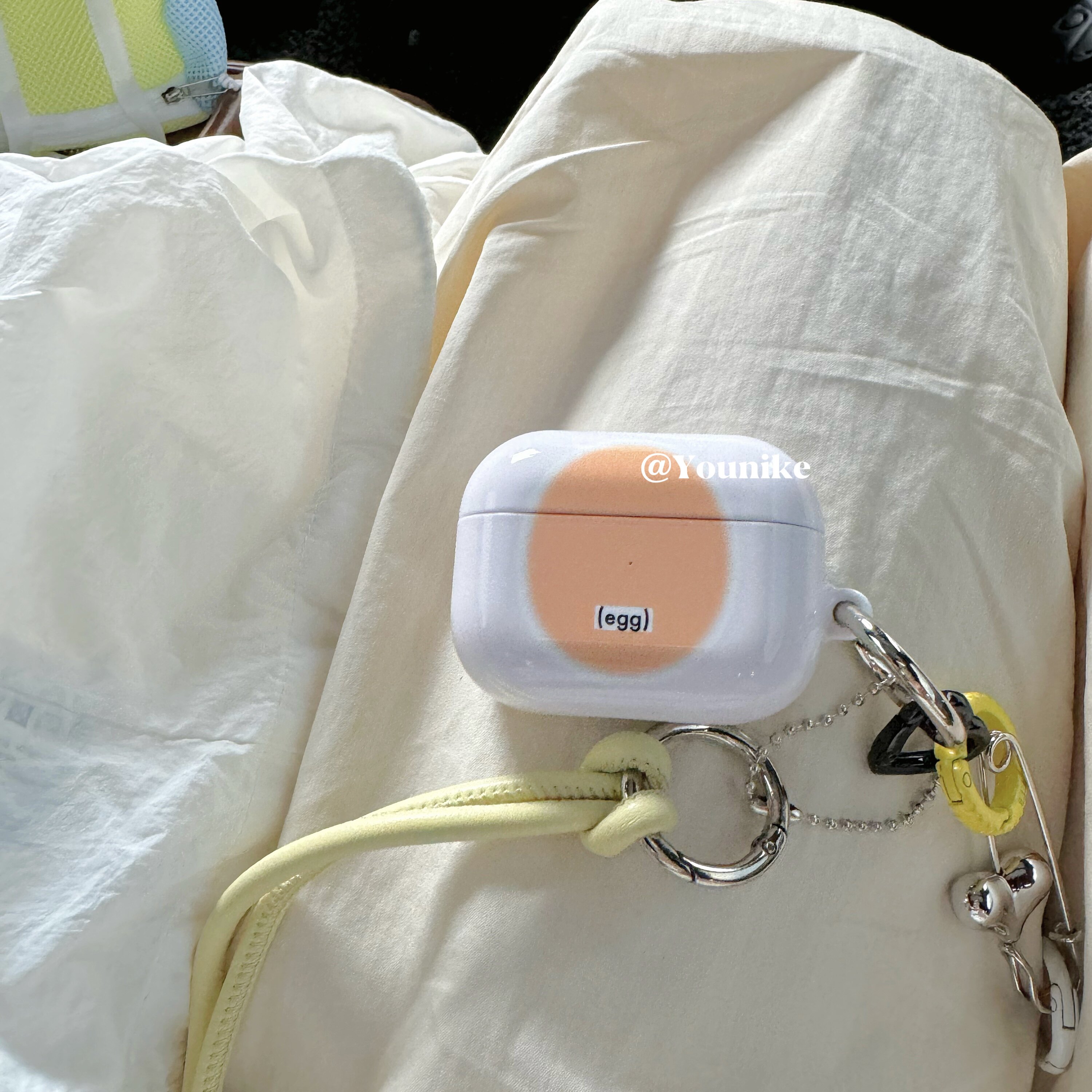 韩国进口菲林奶黄色egg独特时髦简约个性适用airpods1/2苹果无线蓝牙耳机保护套airpods pro2/3保护壳防摔