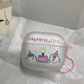 韩国ins生日小熊指示灯airpods1 2无线蓝牙保护套airpods4 pro2壳3