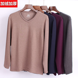 新款秋冬男士秋衣保暖内衣 莫代尔加绒V领磨毛加厚打底上衣8266A