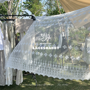 复古白色绣花蕾丝度假野餐桌布盖巾 LACESHABBY法式 风吹动 夏天