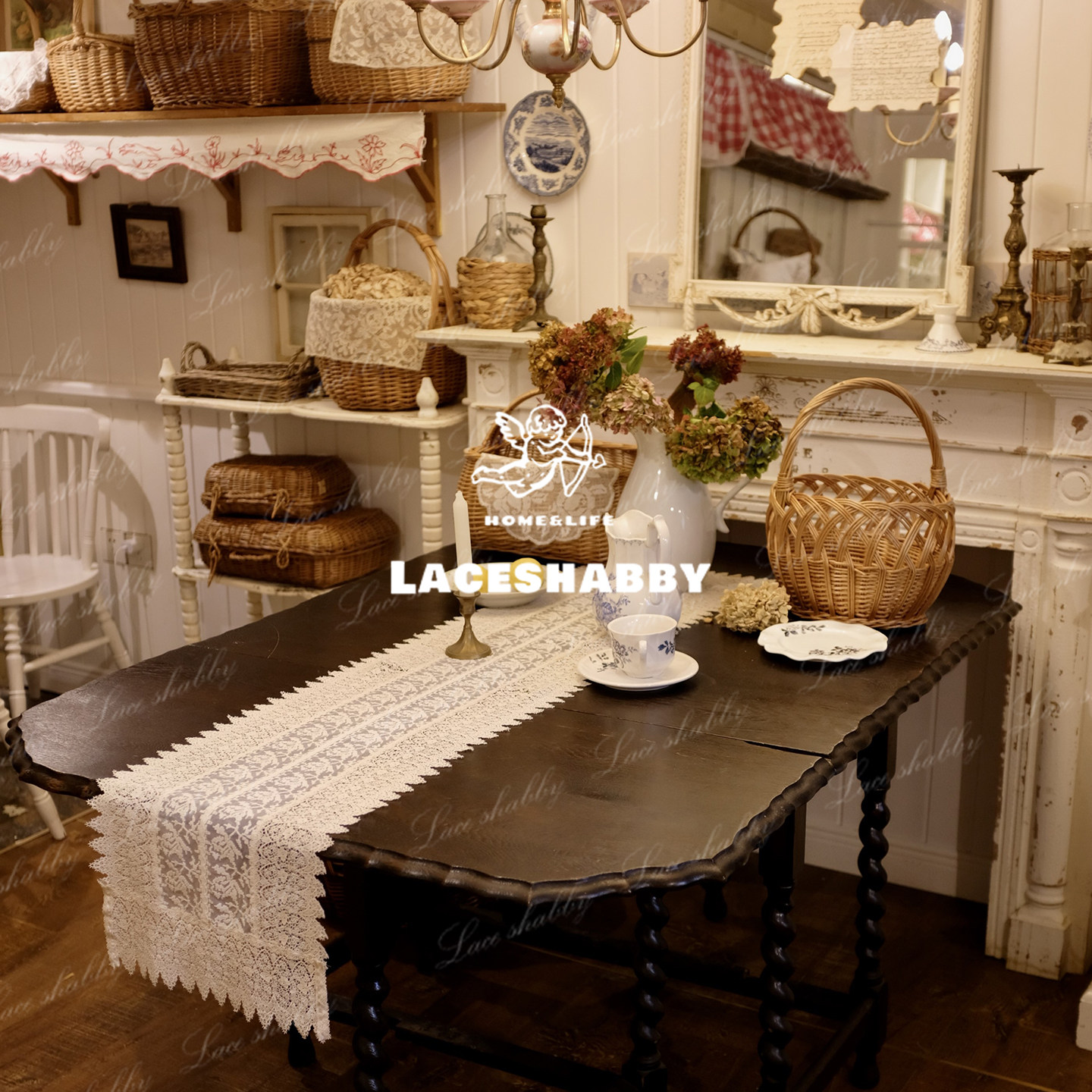 治愈系的家!LACESHABBY法式中古风米色棉麻镂空绣花蕾丝桌布桌旗,居家布艺,桌旗,淘宝优惠券,粉丝福利购,淘宝优惠卷