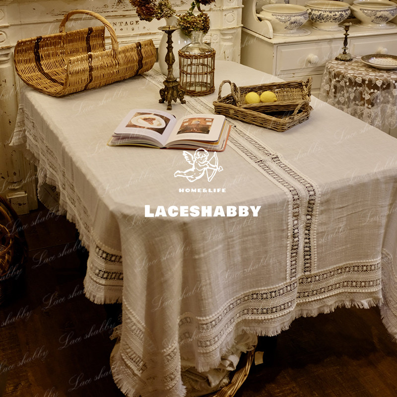 治愈系的家！LACESHABBY原创法式中古风镂空流苏蕾丝白色桌布盖巾,居家布艺,桌布,淘宝优惠券,粉丝福利购,淘宝优惠卷