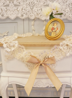 茶色蕾丝刺绣仙美亮片laceshabby原创轻奢桌布圆形床头柜盖巾