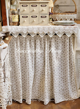 LACESHABBY治愈系法式复古风格紫色碎花纯棉窗幔遮挡帘子窗帘门帘