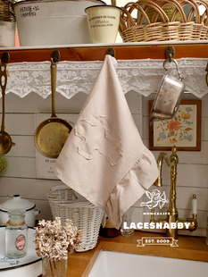 米色南法亚麻荷叶边洗手巾擦手毛巾餐巾布 复古乡村风格 新款 法式