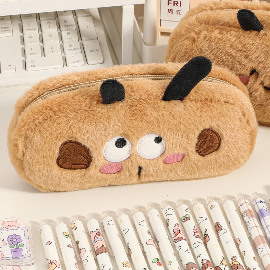 2025新款可爱小蜜蜂笔袋毛绒女生ins大容量初高中学生文具笔盒袋