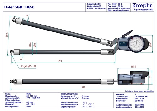 原装进口德国KROEPLIN 古奥匹林H850数显内外测卡规
