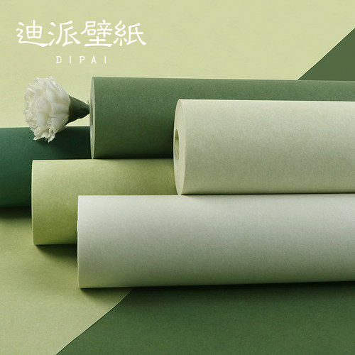 加厚长纤无纺布清新绿色墙纸