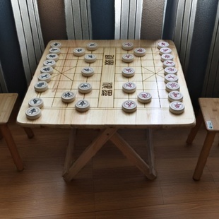 真实木雕刻50棋桌简约家用方便折叠小方桌象棋桌子平价耐用棋牌桌