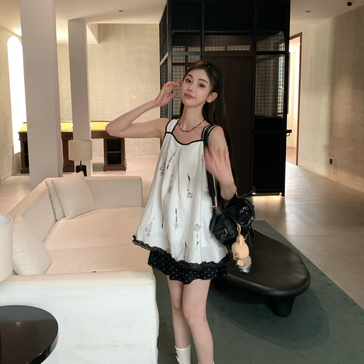 FEI MAO-文艺刺绣吊带背心女夏季新款撞色宽松显瘦上衣小衫28793