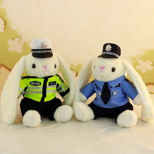 警察兔子公仔交警兔玩偶布娃娃反诈交通安全宣传毛绒玩具男生礼物