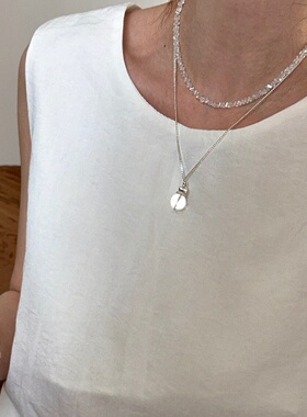 韩系ins风白水晶葫芦毛衣链女