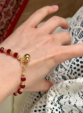 新中式本命年红石金葫芦手串复古小众精致轻奢招财手链设计感百搭