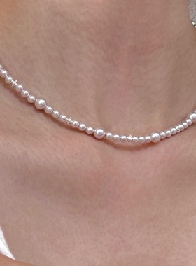 温柔曼塔玫瑰错落珍珠项链