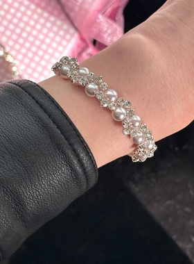 异彩法式爆闪镶钻曼塔玫瑰手链