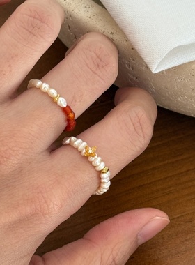 原创天然淡水珍珠桂花叠戴食指戒