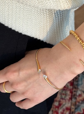 双皓石叠戴微镶细排手镯