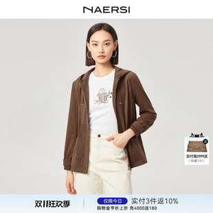 新款 短外套女2025年秋季 娜尔思连帽长袖 休闲百搭上衣 都市户外