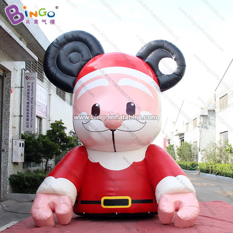 充气半身圣诞老人卡通老鼠头摇摆创意圣诞树美陈装饰用品气模风机