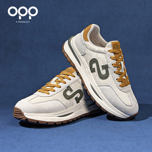 OPP春季2026新款休闲厚底百搭真皮男鞋阿甘潮牌痞帅高端运动潮鞋