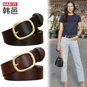 皮带女ins风真皮纯牛皮简约百搭韩国学生牛仔裤 宽带时尚 潮窄腰带