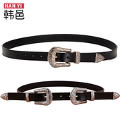 潮流装 皮带女ins风双头腰带女针扣真皮时尚 个性 饰配裙大衣外套韩