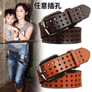 饰牛仔裤 休闲装 带 百搭宽时尚 皮带女士镂空真皮牛皮针扣腰带女韩版