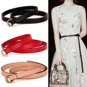 细腰带女皮带女士真皮双环扣简约百搭韩国时尚 打结装 饰配裙风衣潮